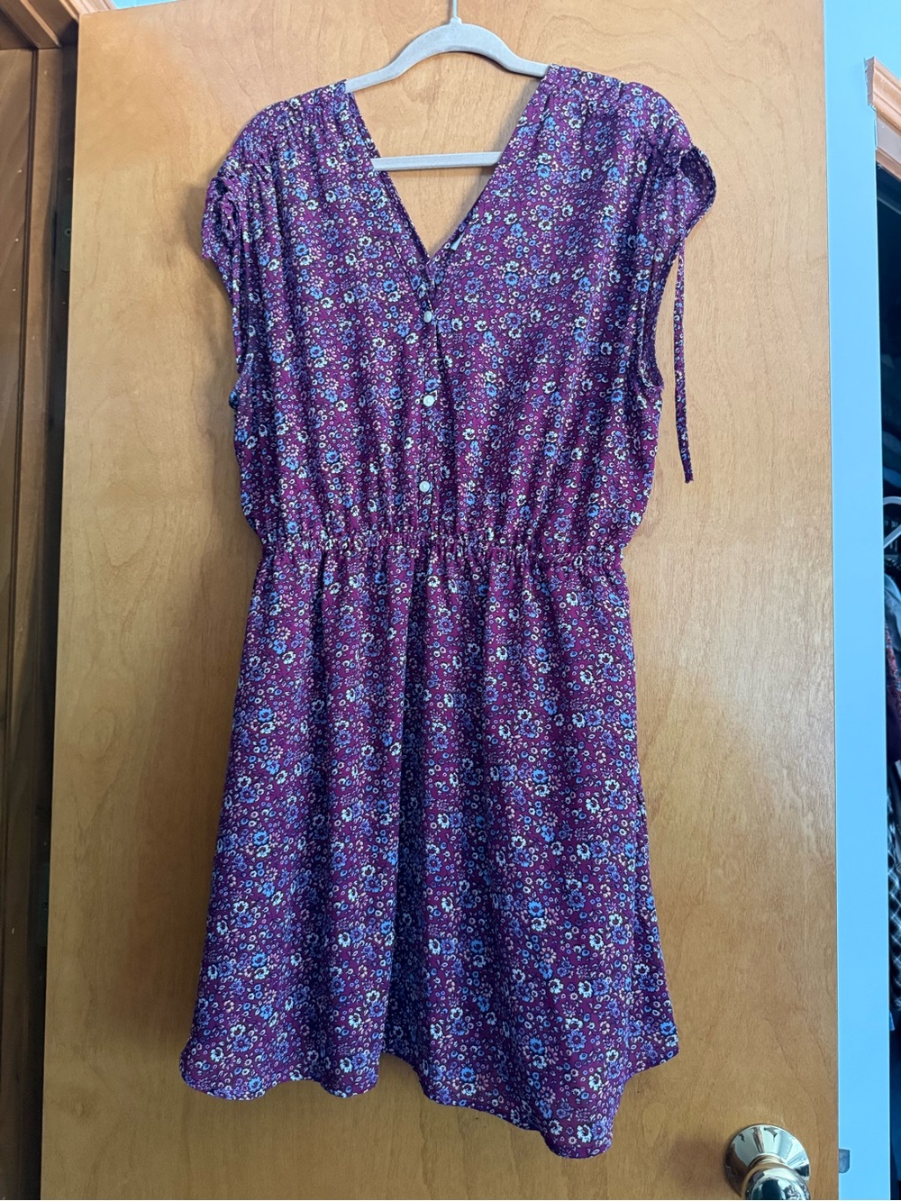 GAP Plum Floral Button-Front Mini Dress
